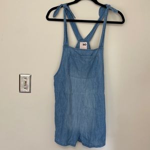 Faux Denim Overalls Romper
